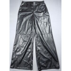 Arizona Jean Co Wide Leg Black Faux Leather Pants Women's‎ Size 11